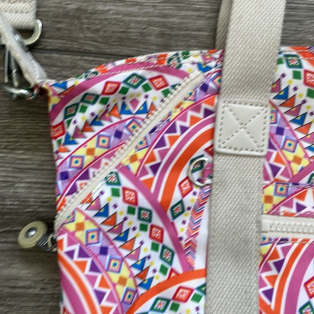 Kipling | Jumping for Joy Art U Expandable Shoulder Travel Bag White Pink - Picture 9 of 11
